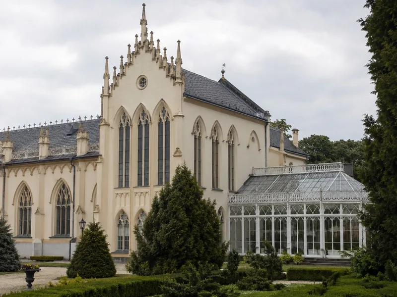 The neo-Gothic east wing of Moszna Castle